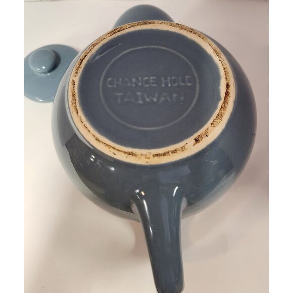 Vintage Blue Stoneware Teapot with Lid – Chance Hold Taiwan Pottery - Picture 8 of 9